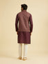 Manyavar Wine Satin Elegance Kurta Jacket Set