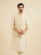 Manyavar Cream Beige Floral Buta Embroidered Jacket Set