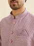 Manyavar Soft Lilac Jacket Set with Ditsy Diamond Motifs