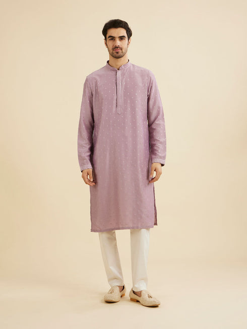 Manyavar Soft Lilac Jacket Set with Ditsy Diamond Motifs