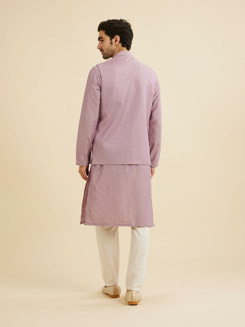 Manyavar Soft Lilac Jacket Set with Ditsy Diamond Motifs