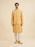 Manyavar Mustard Yellow Jaali Printed Jacket Set