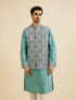 Manyavar Aqua Green Elegance Kurta Jacket Set