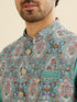 Manyavar Aqua Green Elegance Kurta Jacket Set