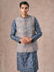 Manyavar Greyish Blue Kurta Jacket Set