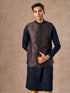 Manyavar Dark Blue Radiance Kurta Jacket Set