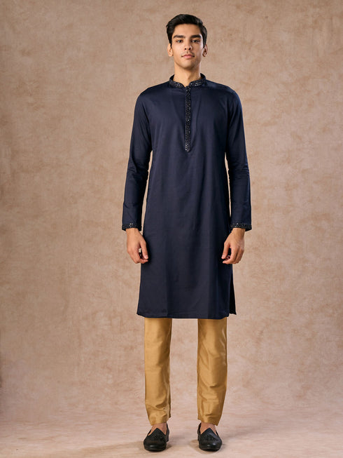 Manyavar Dark Blue Radiance Kurta Jacket Set