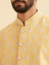 Manyavar Gleaming Mustard Kurta Jacket Set