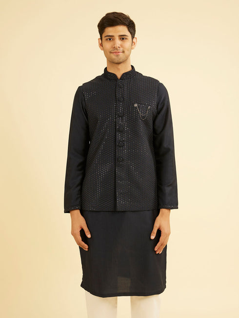 Manyavar Dark Blue Kurta Jacket