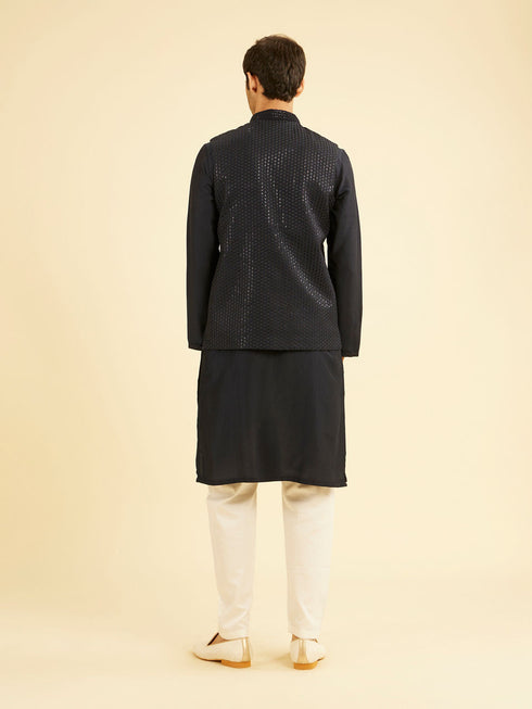 Manyavar Dark Blue Kurta Jacket