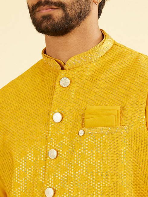 Manyavar Mustard Yellow Regal Kurta Jacket Set
