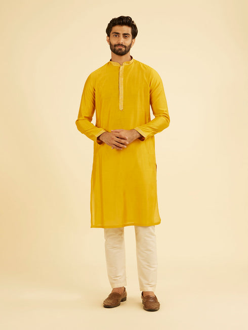 Manyavar Mustard Yellow Regal Kurta Jacket Set