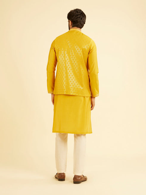 Manyavar Mustard Yellow Regal Kurta Jacket Set