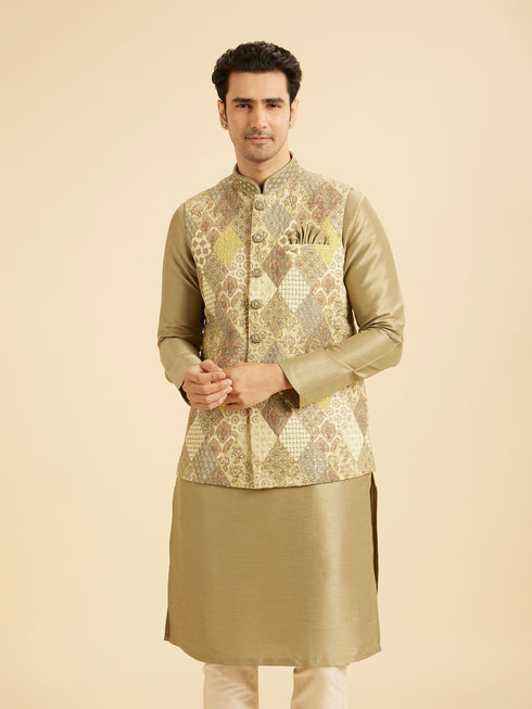 Manyavar Emerald Sparkle Kurta Jacket Set