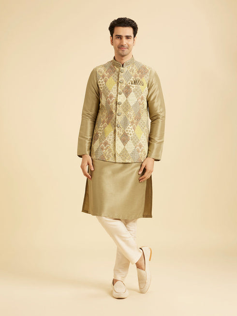 Manyavar Emerald Sparkle Kurta Jacket Set