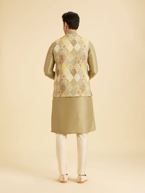 Manyavar Emerald Sparkle Kurta Jacket Set