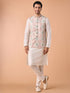 Manyavar Elegant Cream Kurta Jacket Set