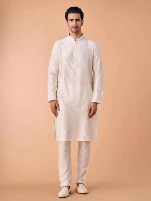 Manyavar Elegant Cream Kurta Jacket Set