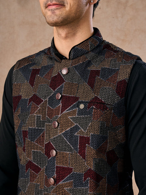 Manyavar Blue Elegance Kurta Jacket Set