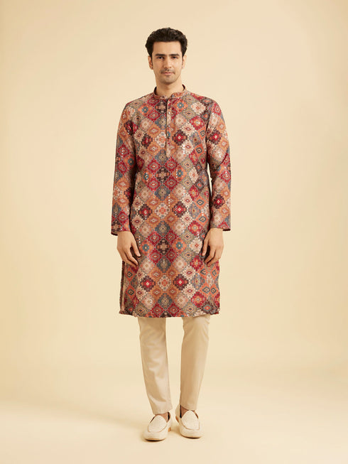 Manyavar Festive Fiesta Orange Kurta Jacket Set