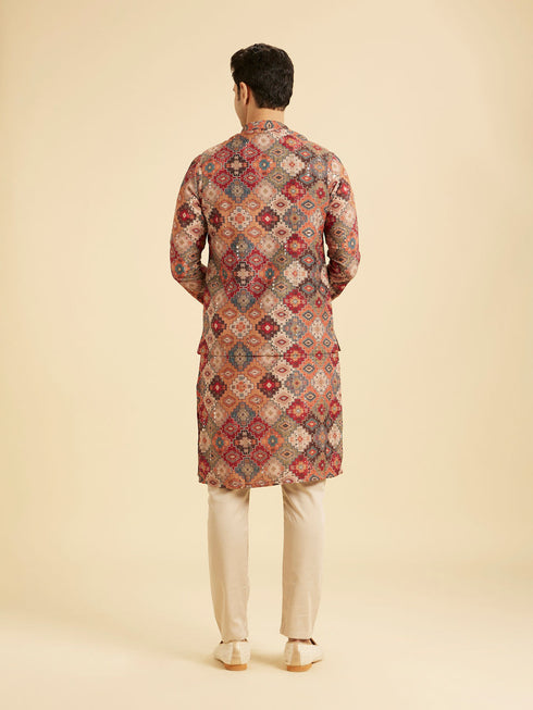 Manyavar Festive Fiesta Orange Kurta Jacket Set