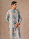 Manyavar Elegant Light Grey Kurta Jacket Set