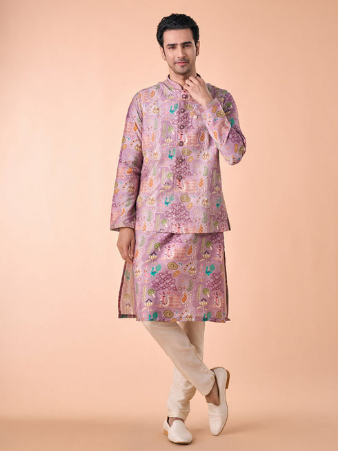 Manyavar Lilac Elegance Kurta Jacket Set