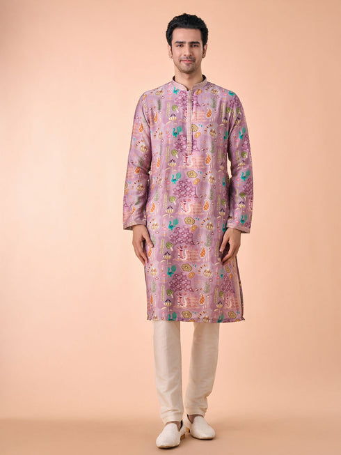 Manyavar Lilac Elegance Kurta Jacket Set