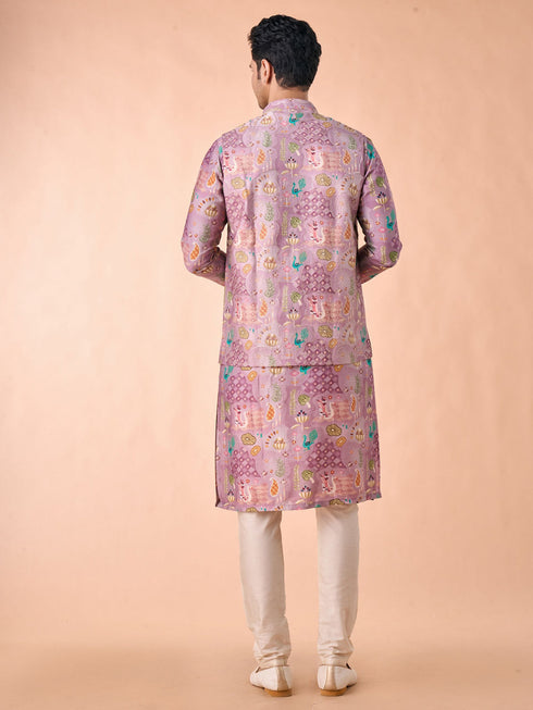 Manyavar Lilac Elegance Kurta Jacket Set