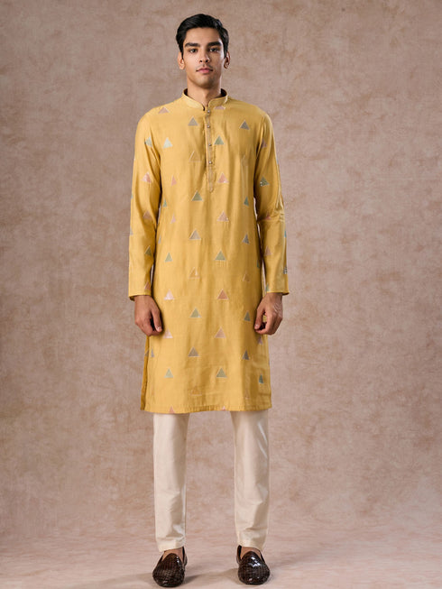 Manyavar Sun Kissed Yellow Kurta Jacket Set