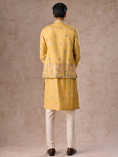 Manyavar Sun Kissed Yellow Kurta Jacket Set