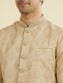 Manyavar Walnut Satin Kurta Jacket Set