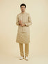 Manyavar Walnut Satin Kurta Jacket Set