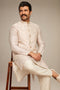 Manyavar Elegant Cream Kurta Jacket Set