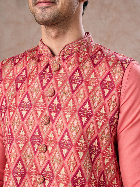 Manyavar Coral Elegance Kurta Jacket Set