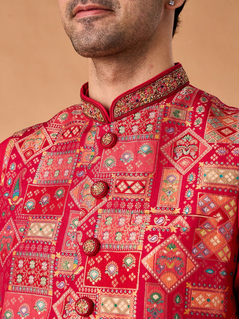 Manyavar Rani Pink Kurta Jacket Set