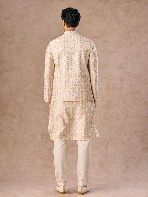 Manyavar Pista Green Wedding Kurta Jacket Set