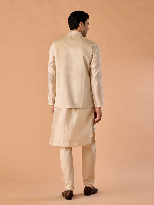 Manyavar Beige Glorious Kurta Jacket Set