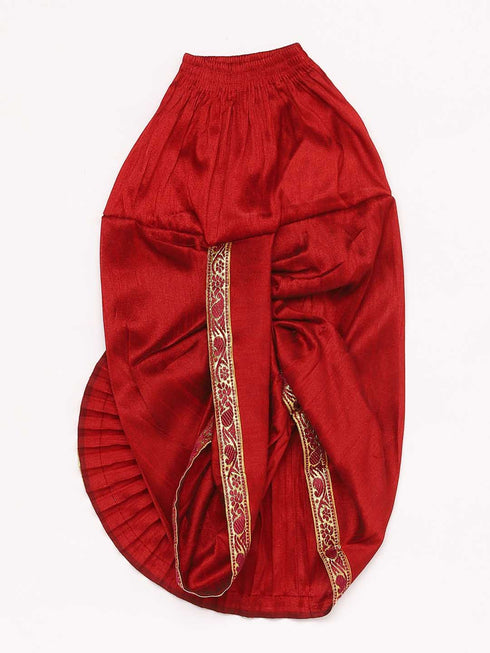 JBN CREATION Boy's Gold And Maroon Angrakha Kurta and Dhoti Set