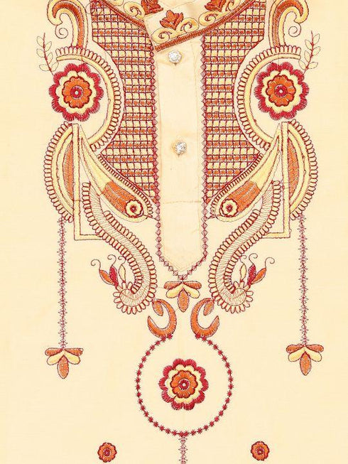 JBN CREATION Boy's Gold And Maroon Silk Blend Kurta and Dhoti Set