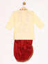 JBN CREATION Boy's Gold And Maroon Silk Blend Kurta and Dhoti Set