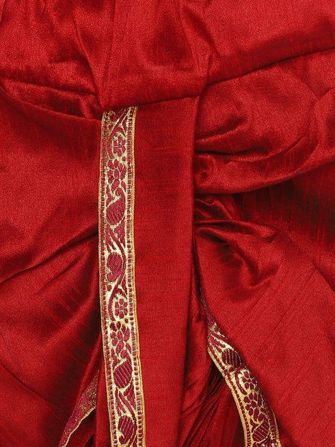 JBN CREATION Boy's Gold And Maroon Silk Blend Kurta and Dhoti Set