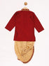 JBN CREATION Boy's Maroon Silk Blend Kurta and Dhoti Set