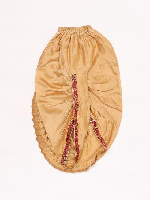 JBN CREATION Boy's Maroon Silk Blend Kurta and Dhoti Set