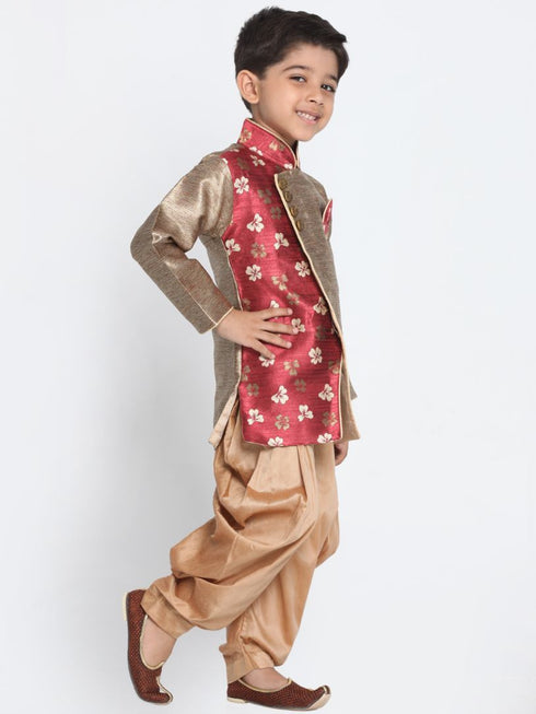 JBN CREATION Gold Cotton Silk Blend Kurta and Dhoti Pant Set