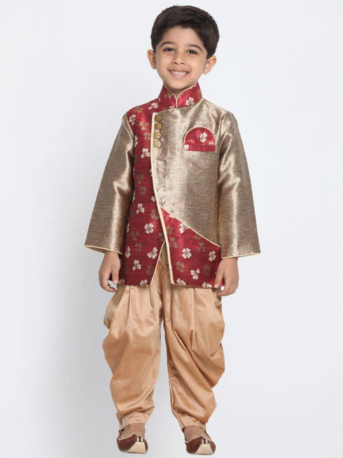 JBN CREATION Gold Cotton Silk Blend Kurta and Dhoti Pant Set