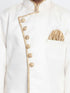 Vastramay Boy's White Jute Silk Blend Sherwani Set