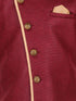 JBN CREATION Boys' Maroon Jute Silk Sherwani Set
