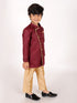 JBN CREATION Boys' Maroon Jute Silk Sherwani Set