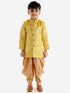 JBN CREATION Boy's Mustard Jute Silk Blend Sherwani Set